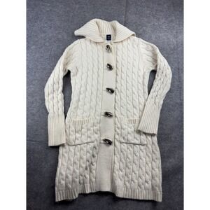 GAP Women's M Toggle Cardigan Wool Angora Cashmere Pockets Y2K 00s Cozy Coastal